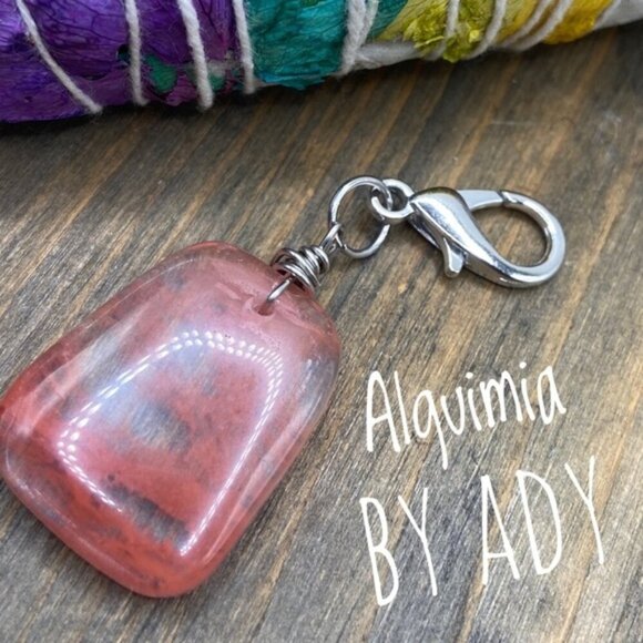 Chunky Rose Quartz bag charm card holder - Picture 1 of 1